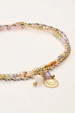 Multikleur Dubbele Armband Met Touw En Kralen
