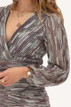 Multikleur Jurk Met Ruffles En Lurex
