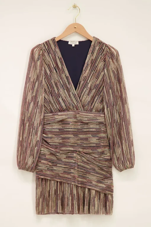 Multikleur Jurk Met Ruffles En Lurex