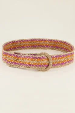 Multikleur Raffia Riem Met Gesp