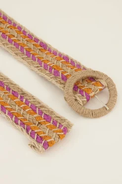 Multikleur Raffia Riem Met Gesp