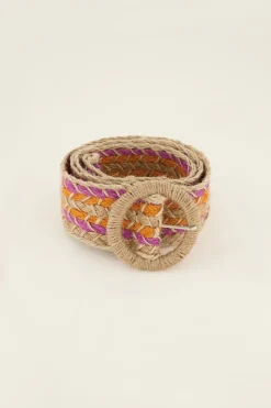 Multikleur Raffia Riem Met Gesp