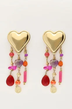 Multikleur Statement Oorhangers Met Hartjes