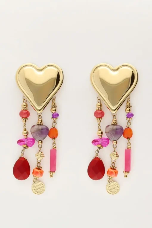 Multikleur Statement Oorhangers Met Hartjes