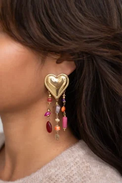 Multikleur Statement Oorhangers Met Hartjes