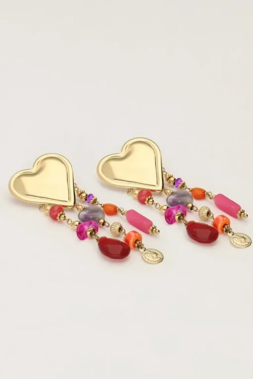 Multikleur Statement Oorhangers Met Hartjes