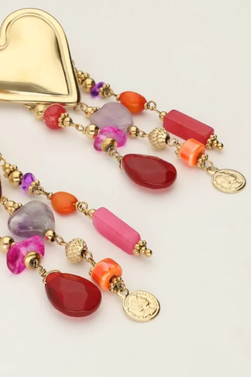 Multikleur Statement Oorhangers Met Hartjes