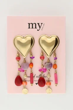 Multikleur Statement Oorhangers Met Hartjes