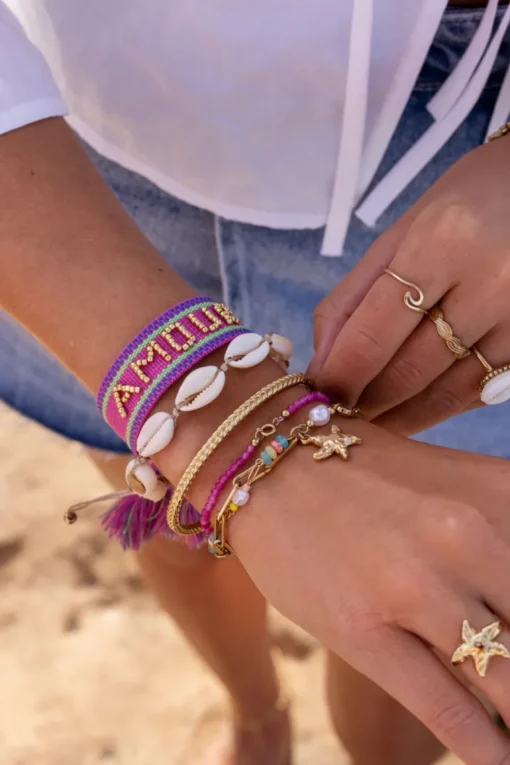 Ocean Armband Met Kleine Kraaltjes Roze