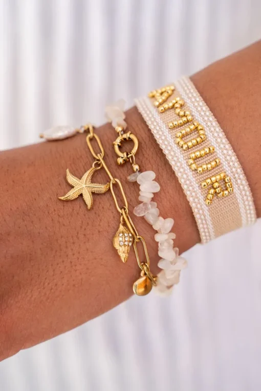 Ocean Armband Met Witte Steentjes