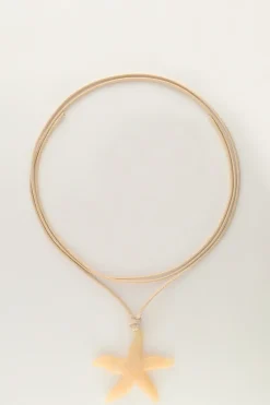 Ocean Beige Koord Ketting Met Zeester