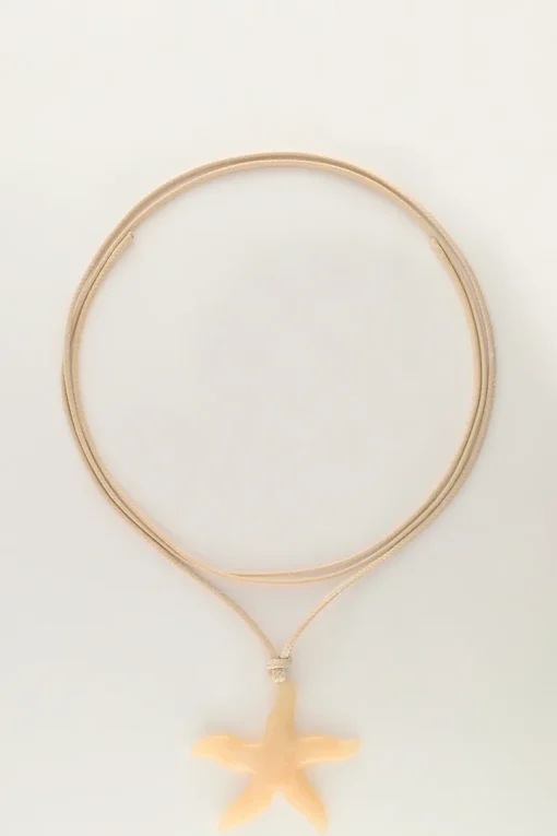 Ocean Beige Koord Ketting Met Zeester