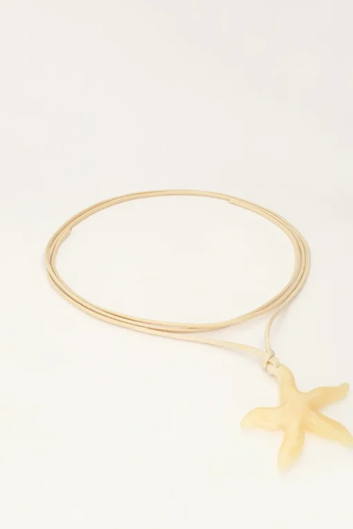 Ocean Beige Koord Ketting Met Zeester