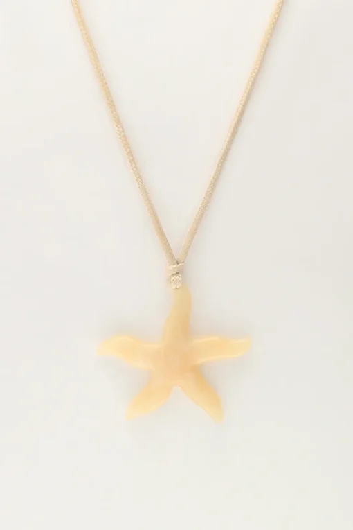 Ocean Beige Koord Ketting Met Zeester