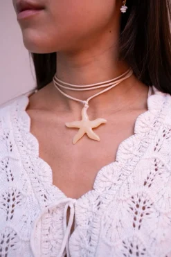 Ocean Beige Koord Ketting Met Zeester