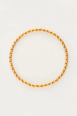 Ocean Elastieken Armband En Kraaltjes Oranje