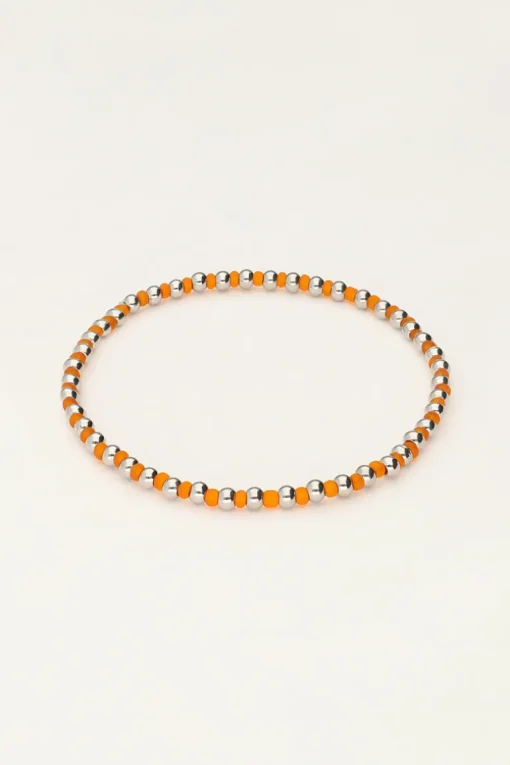 Ocean Elastieken Armband En Kraaltjes Oranje