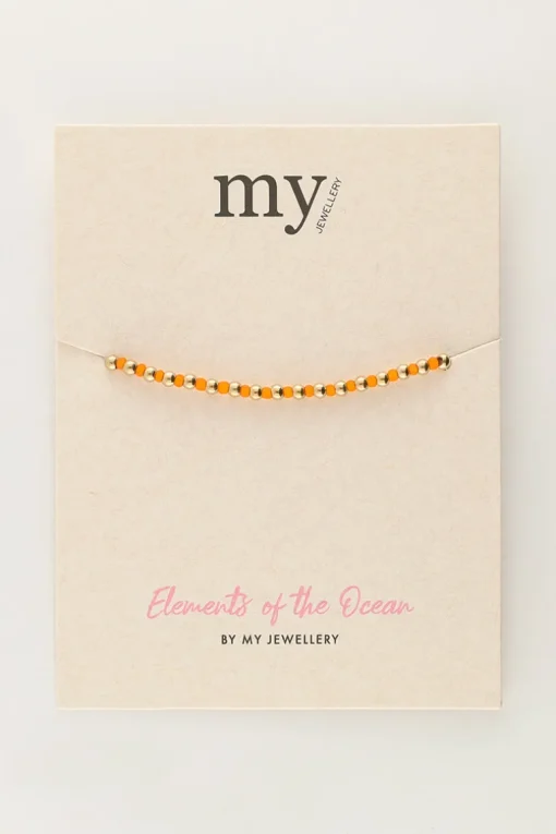 Ocean Elastieken Armband En Kraaltjes Oranje
