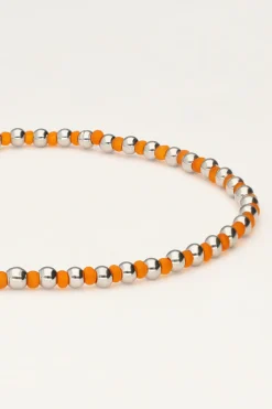 Ocean Elastieken Armband En Kraaltjes Oranje