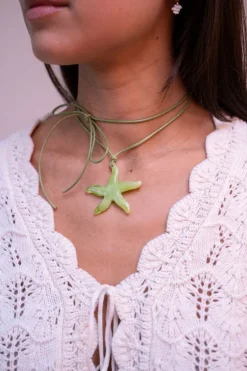 Ocean Groene Koord Ketting Met Zeester