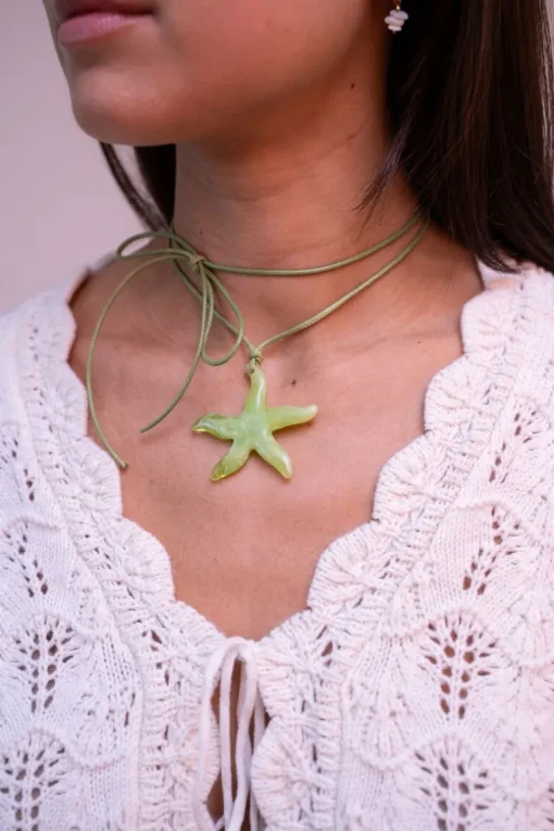 Ocean Groene Koord Ketting Met Zeester