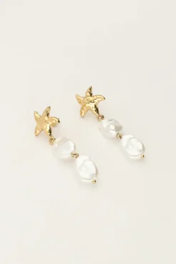 Ocean Oorhangers Met Zeester En Parels