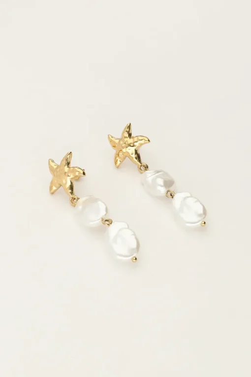 Ocean Oorhangers Met Zeester En Parels