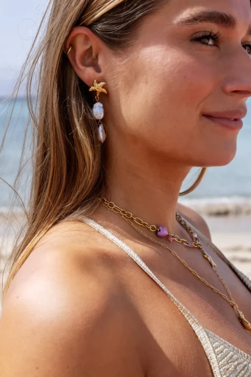 Ocean Oorhangers Met Zeester En Parels