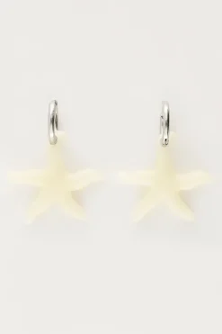 Ocean Oorringen Met Kleine Zeester Beige