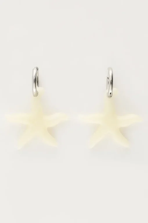 Ocean Oorringen Met Kleine Zeester Beige