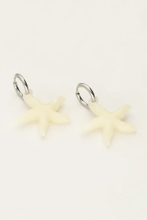 Ocean Oorringen Met Kleine Zeester Beige