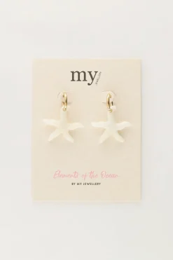 Ocean Oorringen Met Kleine Zeester Beige