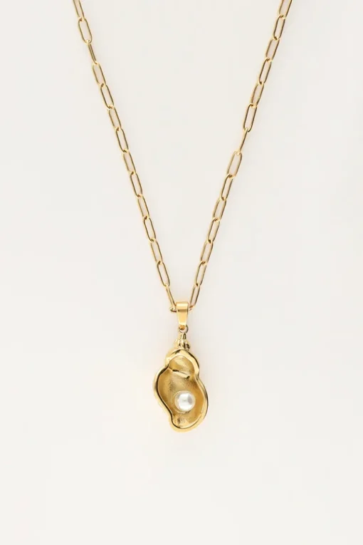 Ocean Schakelketting Met Wokkelschelp En Parel