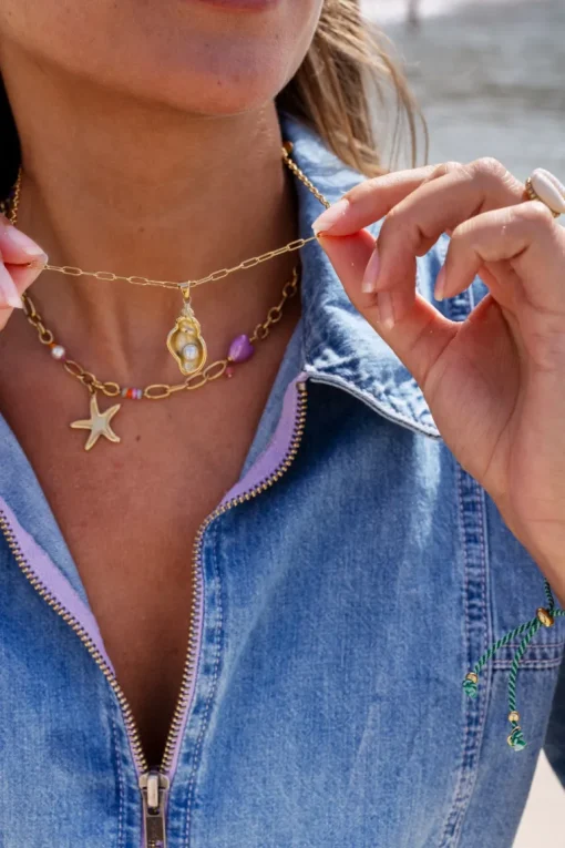 Ocean Schakelketting Met Wokkelschelp En Parel