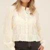 Off-white Jacquard Blouse Met Ruffles