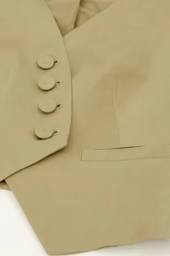 Olijfgroene Gilet Satijnen Look