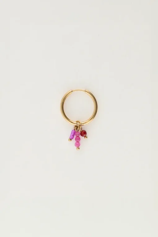 One Piece Oorring Met Roze Kraaltjes