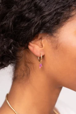 One Piece Oorring Met Roze Kraaltjes