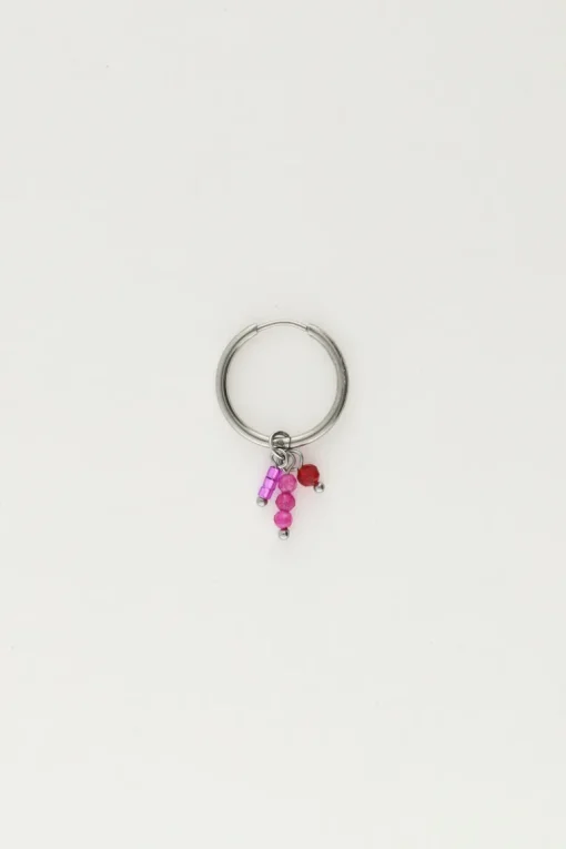 One Piece Oorring Met Roze Kraaltjes