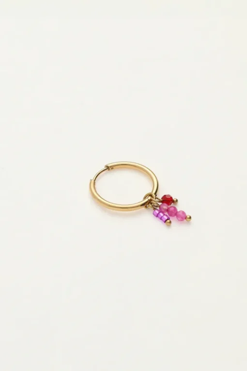 One Piece Oorring Met Roze Kraaltjes