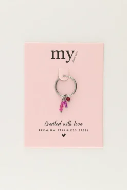 One Piece Oorring Met Roze Kraaltjes