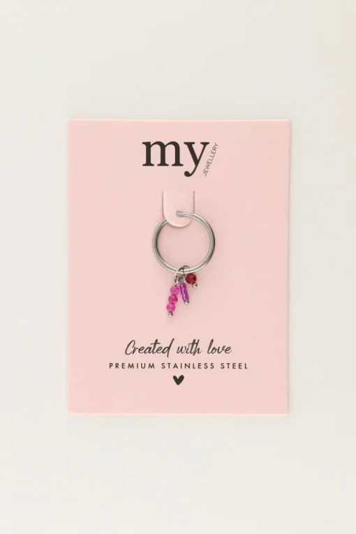 One Piece Oorring Met Roze Kraaltjes