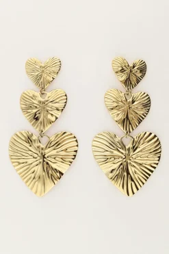 Oorbellen Drie Hammered Hearts