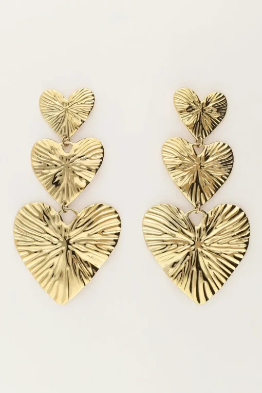 Oorbellen Drie Hammered Hearts