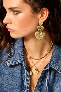 Oorbellen Drie Hammered Hearts