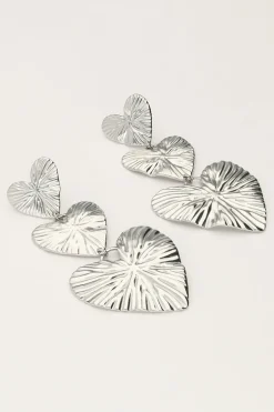 Oorbellen Drie Hammered Hearts