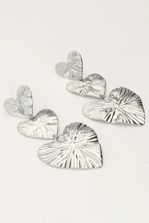 Oorbellen Drie Hammered Hearts