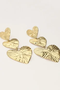 Oorbellen Drie Hammered Hearts