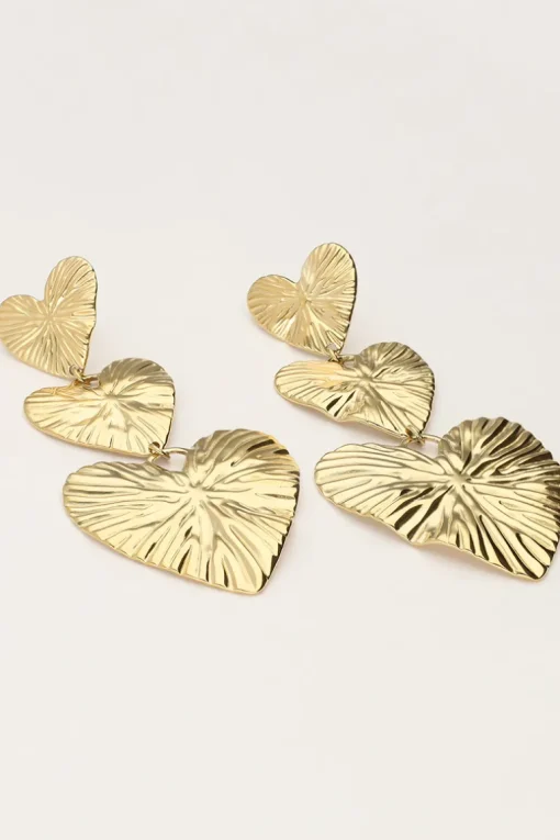 Oorbellen Drie Hammered Hearts