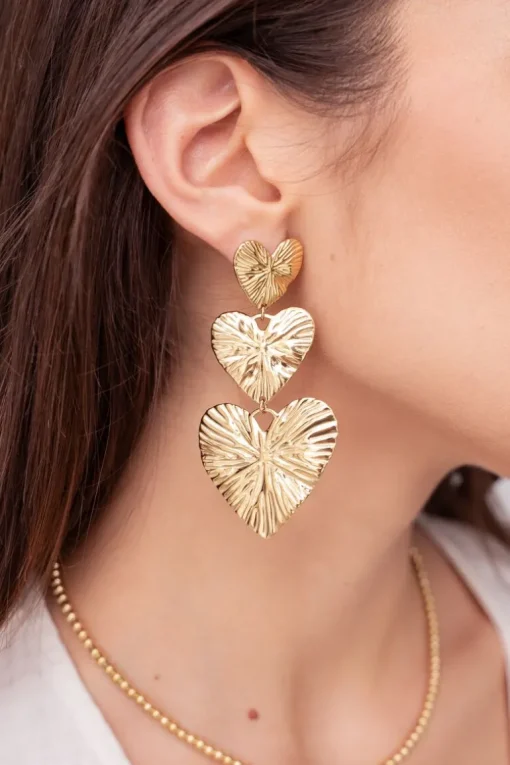 Oorbellen Drie Hammered Hearts